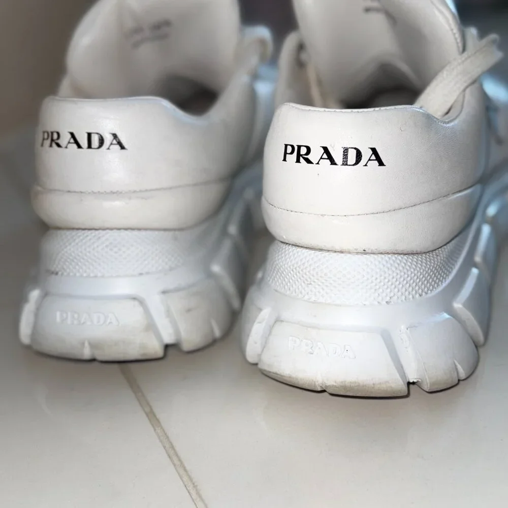 Prada Milano Chunky Sole Sneakers – White Leather – Size 40.5 (US 10) - Picture 5 of 6
